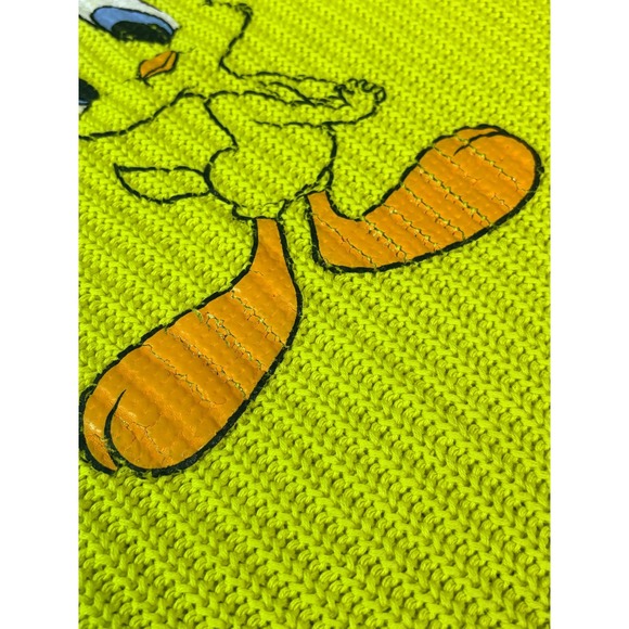 Love Your Melon Tweety Bird Looney Tunes Neon Yellow Ribbed Knit Sweater XS - Picture 5 of 11